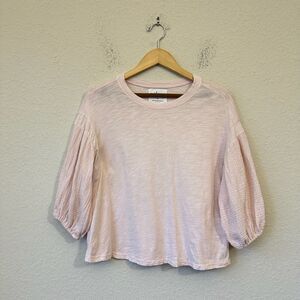 ANTHROPOLOGIE VELVET by Graham & Spencer Gauzy Puff Sleeve Top in Pink